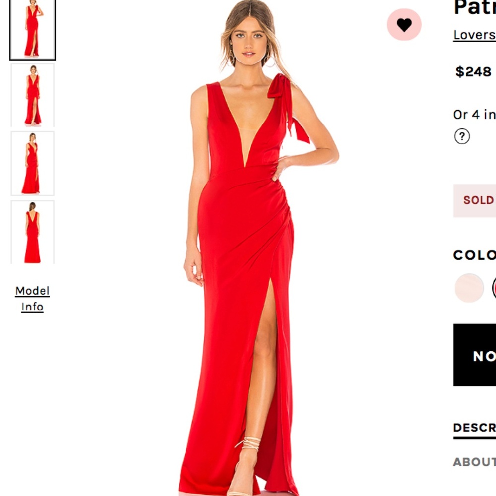 Revolve Lovers + Friends Patrick Gown XS Red